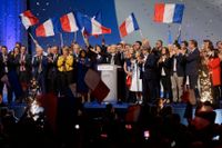 Nationella frontens partiledare Marine Le Pen under ett kampanjmöte den 27 april. 