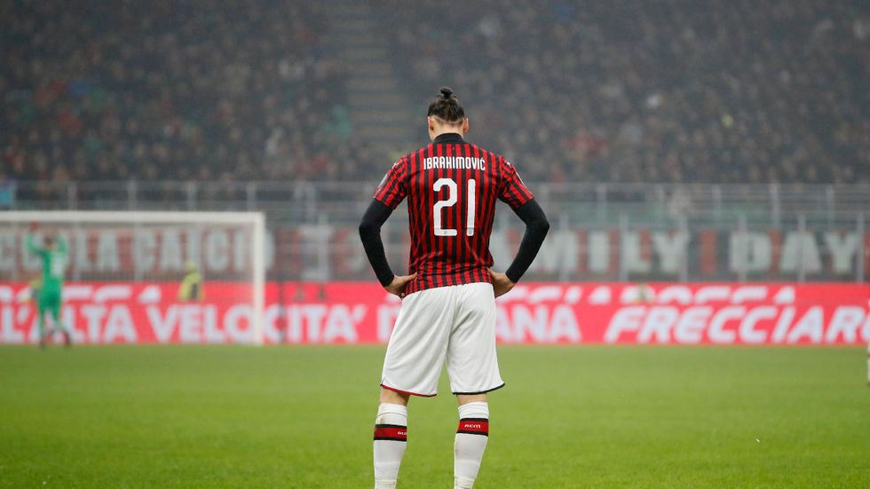 Zlatan Ibrahimovic under en match mellan AC Milan och Torino, som spelades på San Siro kort innan Milano stängde ner på grund av det nya coronaviruset.