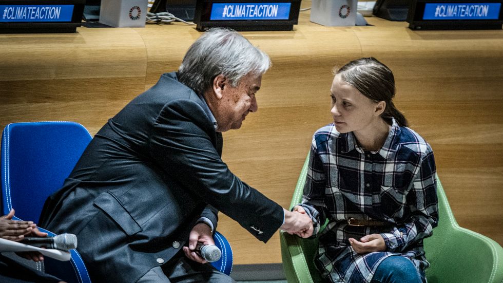 Greta Thunberg och FN:s generalsekreterare Antonio Guterres möttes i helgen.