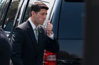 Talmannen i USA:s representanthus Paul Ryan efter möte med Donald Trump i Vita Huset.