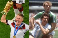 Bastian Schweinsteiger tog hand om VM-bucklan 2014. Hans Peter Briegel tog hand om Jorge Valdano – inte bucklan – i VM-finalen 1986. 