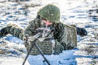 Rysk soldat under en övning i december 2021.