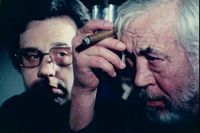 Peter Bogdanovich och John Huston i ”The other side of  the wind” som släpps på Netflix idag, parallellt med Orson Welles-dokumentären ”They’ll love me when I’m dead”. 