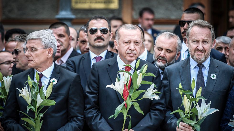 Turkiets president Recep Tayyip Erdogan deltog i en ceremoni i Sarajevo i veckan för att hedra offren för folkmordet i Srebrenica 1995.
