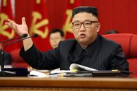 Nordkoreas ledare Kim Jong-Un under ett möte i Pyongyang i tisdags.
