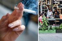 På måndag införs rökförbud på uteserveringar och vid busskurar i Sverige.