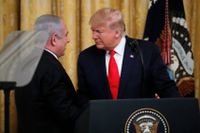 USA:s president Donald Trump och Israels premiärminister Benjamin Netanyahu är några av de som skrivit på avtalet. Arkivbild.