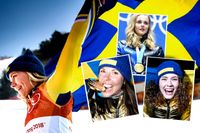 En fyrklöver i guld hittills: Frida Hansdotter, Charlotte Kalla, Stina Nilsson och Hanna Öberg. Blir det fler guld i den blågula framgångsvågen innan OS avslutas den 25 februari?