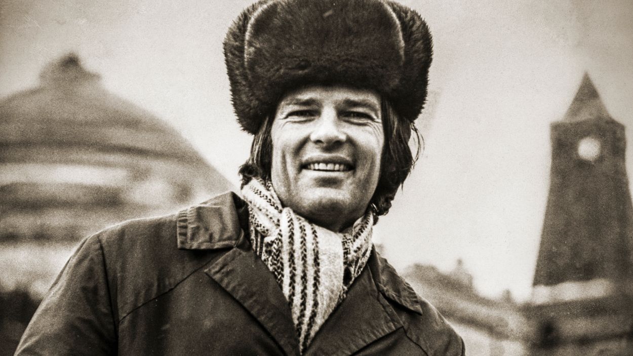 Artisten Dean Reed på Röda torget i Moskva, 1973. 