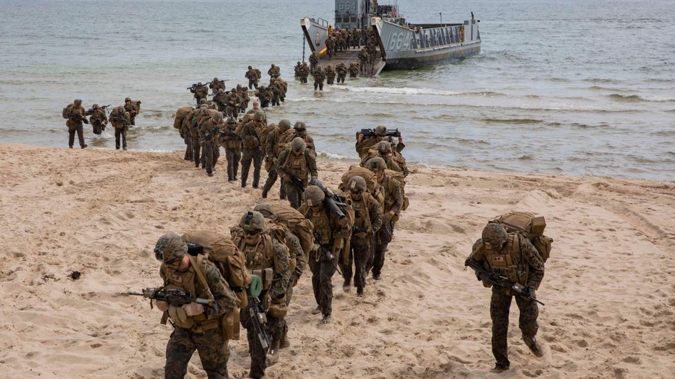 Amerikanska soldater landstiger i Sverige under Natos årliga Baltops-övning i Östersjöområdet, 2019. 