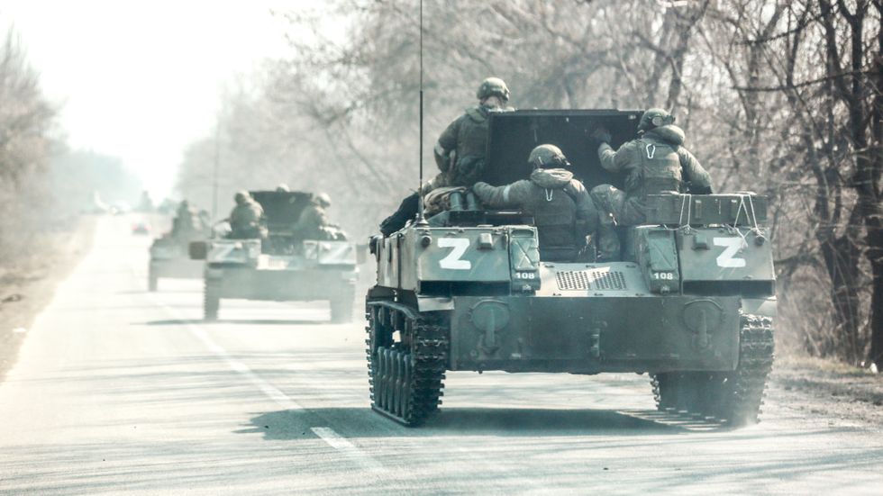 Ryska trupper i den Ukrainska staden Mariupol.