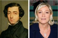 Alexis de Tocqueville (1805–1859) och Front nationals presidentkandidat Marine Le Pen.