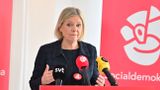 Socialdemokraternas partiledare Magdalena Andersson på pressträff.