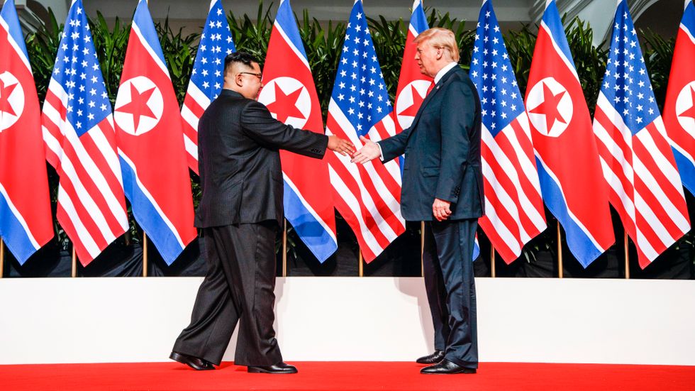Donald Trump och Kim Jong-un vid ett möte  2018.
