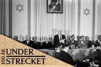  David Ben-Gurion utropar Israels självständighet den 14 maj 1948 i Tel Aviv