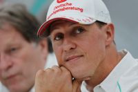 Michael Schumacher under presskonferensen 2012 då han berättade att han skulle lägga av.