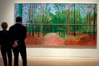 Visning den 4 november inför en auktion på Sotheby's i New York.  Verket är Woldgate Woods, 24, 25 and 26 October, 2006 av David Hockney.