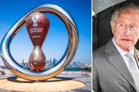 Kung Charles III och en staty för VM i Qatar.