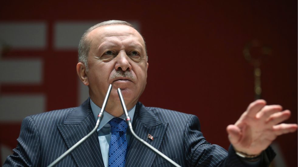 Turkiets president Recep Tayyip Erdogan. Bilden har distribuerats av presidentens pressavdelning.