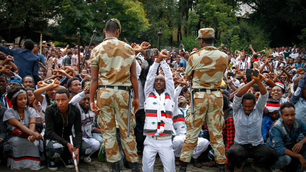 2015 inleddes stora, regimkritiska protester i regionen Omoria. De spreds sedan till Amhara. Protesterna anses ha bidragit starkt till regimskiftet 2018. Arkivbild.