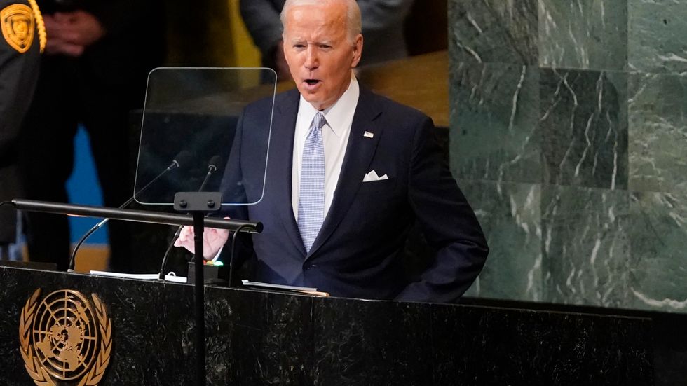 USA:s president Joe Biden talar inför FN:s generalförsamling.