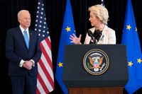 USA:s president Joe Biden och EU-kommissionens ordförande Ursula von der Leyen talar energisamarbete i Bryssel.