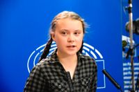 Klimataktivisten Greta Thunberg - här på en presskonferens i EU-parlamentet i Strasbourg i våras - kan bli sjätte svensk att få Nobels fredspris. Arkivfoto.