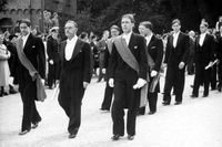 Thomas Mann (i mitten) blir hedersdoktor vid Lunds Universitet, 31/5 1949. (Till vänster Carl Fehrman, till höger Staffan Björk.)