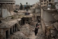 En bild från Idlib i Syrien, en av de svårt drabbade städerna i inbördeskrigets Syrien. Arkivbild.