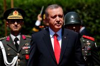 Turkiets president Recep Tayyip Erdogan under högtidlighållandet av Turkiets invasion av Cypern 1974.