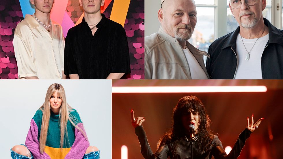 Fyra av artisterna som tävlar i Melodifestivalen 2023: Marcus och Martinus, Nordman, Laurell och tidigare Eurovision-vinnaren Loreen. Arkivbild/pressbild