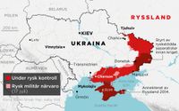 Områden under rysk kontroll samt områden med rysk militär närvaro den 17 juli.