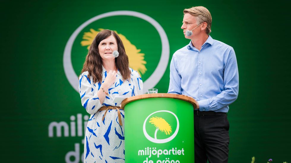 Miljöpartiets språkrör Märta Stenevi och Per Bolund.
