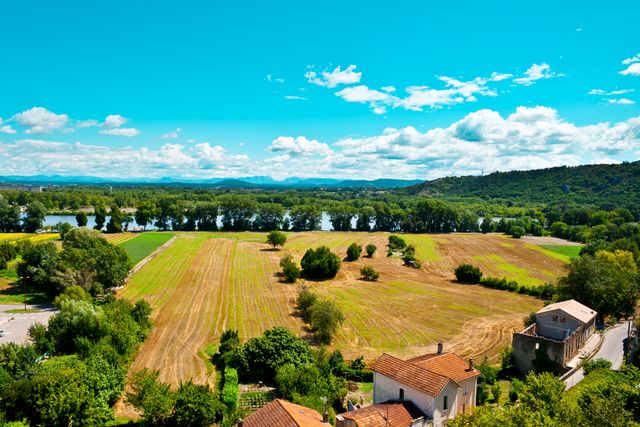 Côtes-du-Rhône går från branta vinberg till mer flackt vinlandskap.
