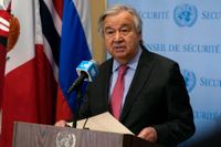 FN:s generalsekreterare António Guterres talade till journalister på måndagen.
