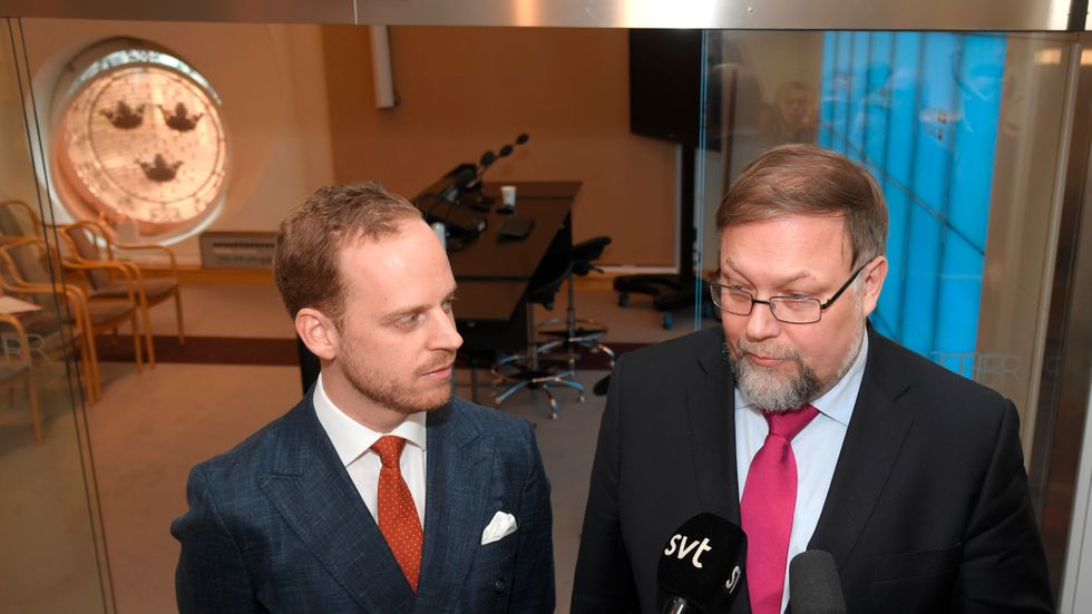 Gustav Kasselstrand, partiledare för Alternativ för Sverige, och Mikael Jansson, avhoppande sverigedemokrat och tidigare partiledare för SD.