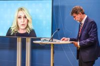 Socialminister Lena Hallengren (S) och utredaren Lars Hedengran håller pressträff om behovet av att modernisera smittskyddslagen.