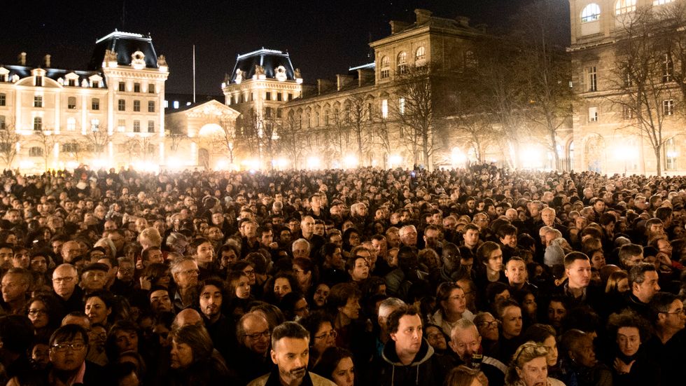 Manifestation mot terror i Paris i november 2015.