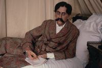 Marcel Proust som vaxfigur på hotell Chateau de Breteuil i Choisel, Frankrike.