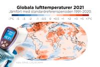 Den globala lufttemperaturen var 0,3 grader över snittet för de senaste 30 åren.