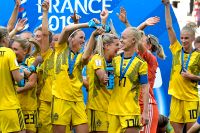 Sverige firar VM-bronset efter seger mot England.