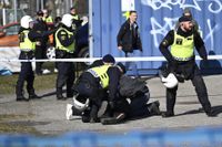 Tre män har åtalats för våldsamt upplopp i samband med högerextremisten Rasmus Paludan möte i Landskrona 3 april. Arkivbild.
