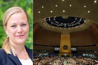 Annelie Börjesson, Svenska FN-förbundet, skriver att riksdagens ledamöter bör tänka sig för, och inte medverka till att kärnvapen blir en del av svensk säkerhetspolitik. Till vänster: FN:s generalförsamling i New York. 