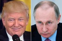 Donald Trump och Vladimir Putin i olika framtoning.