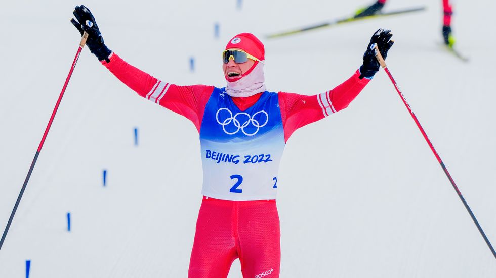 Ryske längdskidstjärnan Aleksandr Bolsjunov tog tre OS-guld i Peking. Arkivbild.