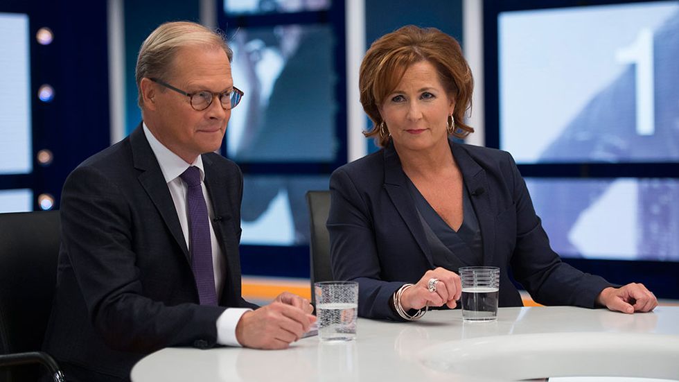 Mats Knutson och Anna Hedenmo på SVT höll i mycket av valbevakningen inför valet hösten 2014.