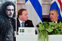 Kit Harington som den populäre karaktären Jon Snow i "Game of thrones" och Stefan Löfven tillsammans med Barack Obama.