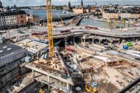  Utsikt över byggarbetsplatsen vid Slussen i augusti 2019.