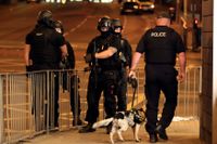 Polisinsats efter explosionen i Manchester. 