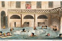 Bad i Bath. Illustration från 1825 av Isaac Cruikshank.